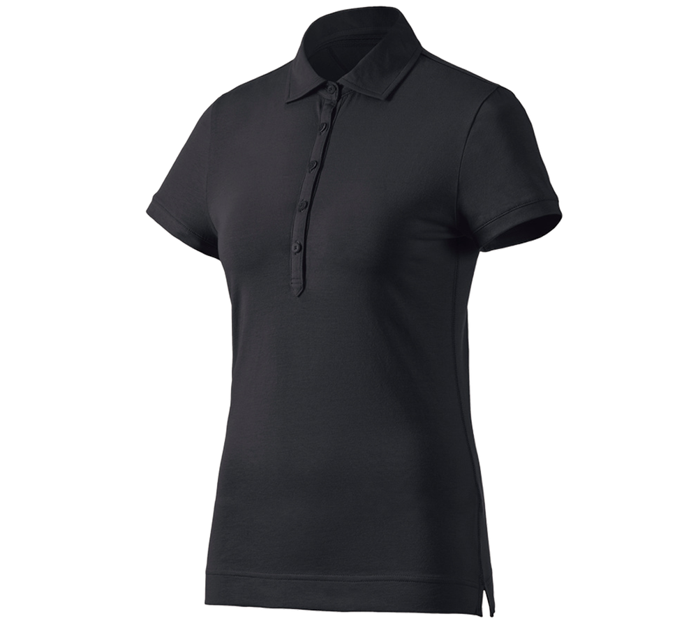 Shirts & Co.: e.s. Polo-Shirt cotton stretch, Damen + schwarz