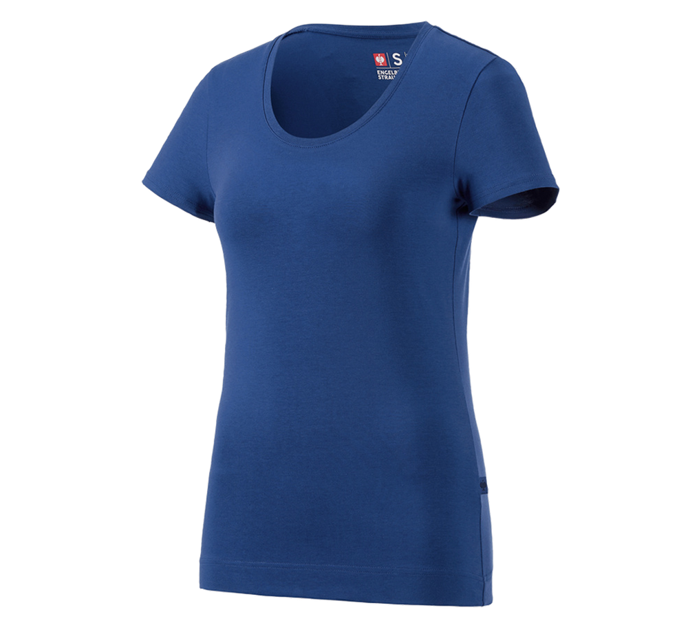 Hauts: e.s. T-shirt cotton stretch, femmes + bleu alcalin