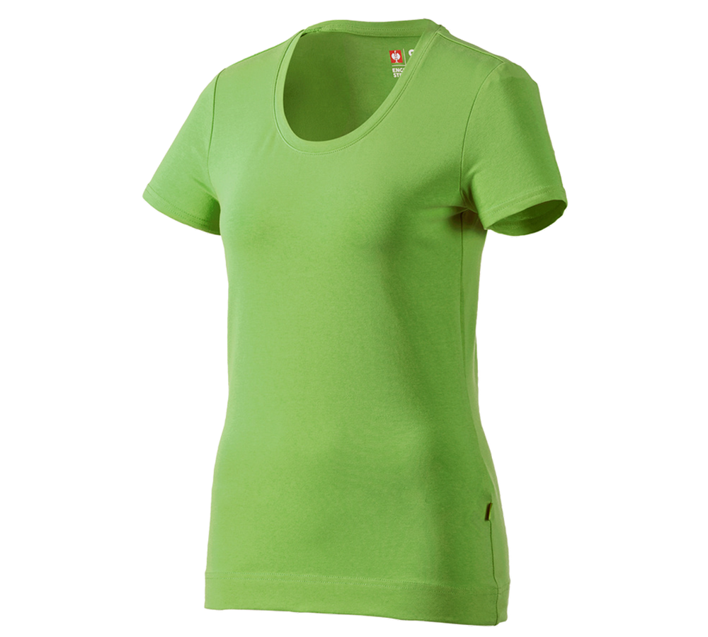 Hauts: e.s. T-shirt cotton stretch, femmes + vert d'eau