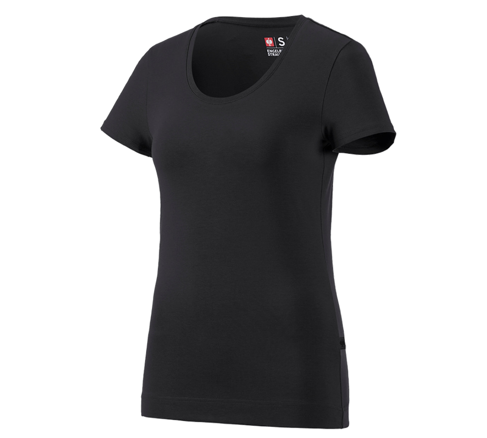 Thèmes: e.s. T-shirt cotton stretch, femmes + noir