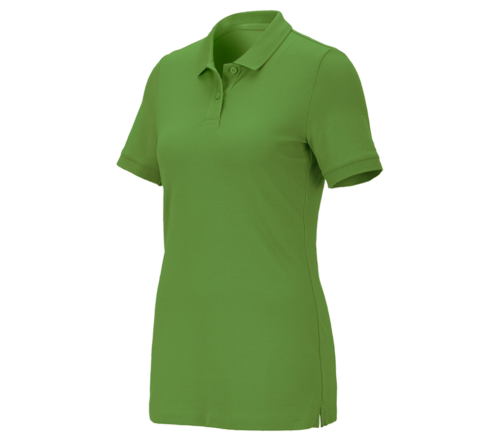 Shirts & Co.: e.s. Piqué-Polo cotton stretch, Damen + seegrün