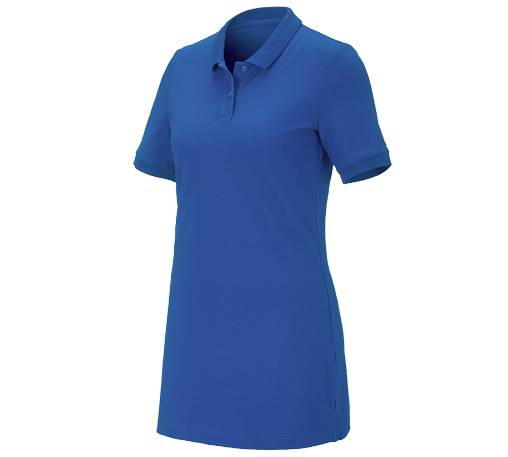 Thèmes: e.s. Pique-Polo cotton stretch, femmes, long fit + bleu gentiane