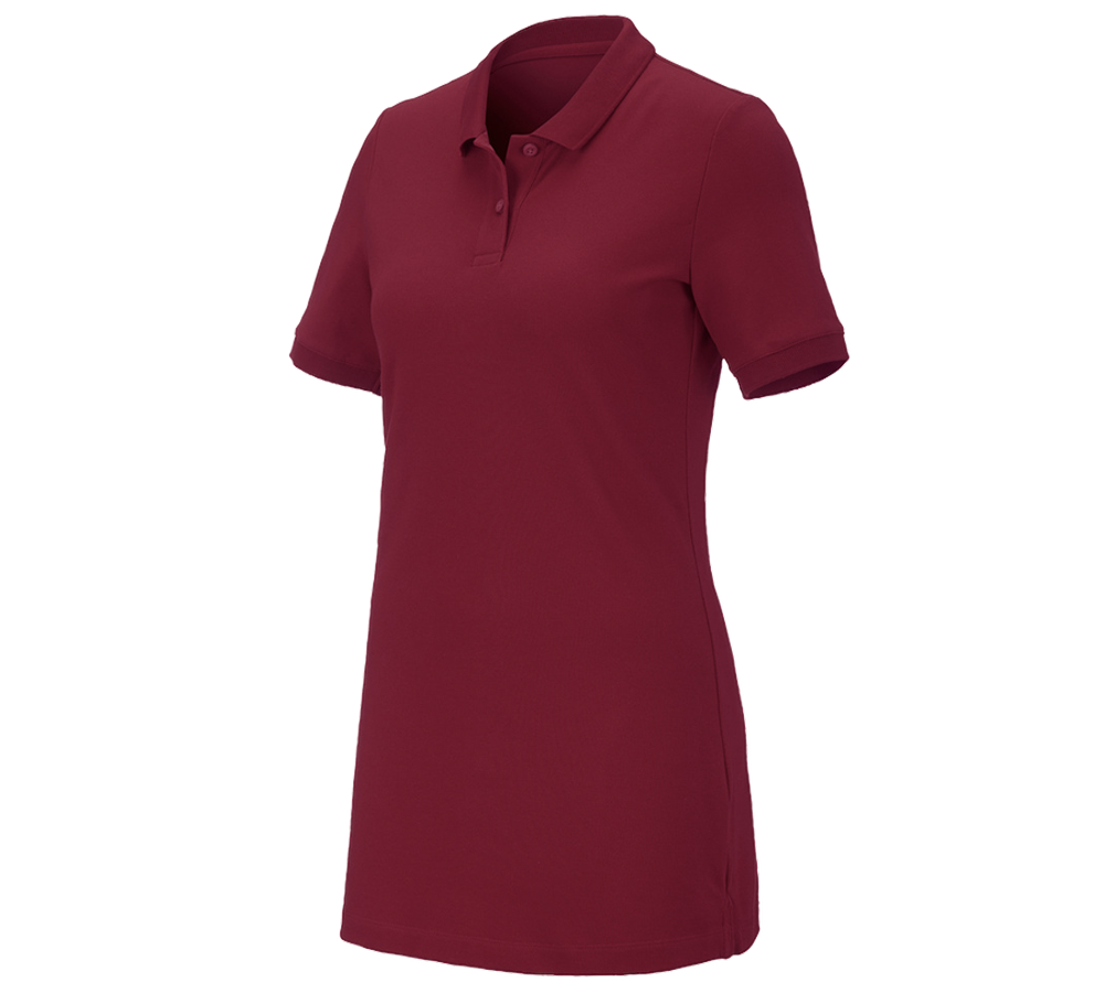 Shirts & Co.: e.s. Piqué-Polo cotton stretch, Damen, long fit + bordeaux