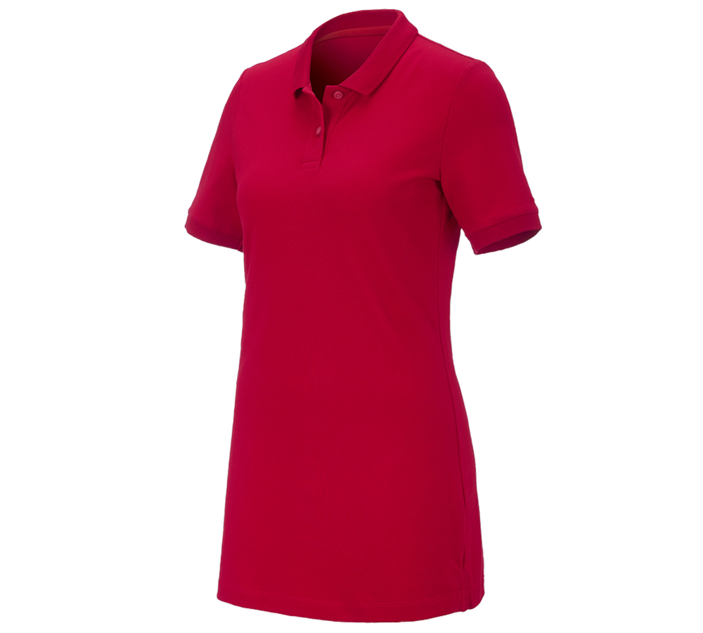 Thèmes: e.s. Pique-Polo cotton stretch, femmes, long fit + rouge vif