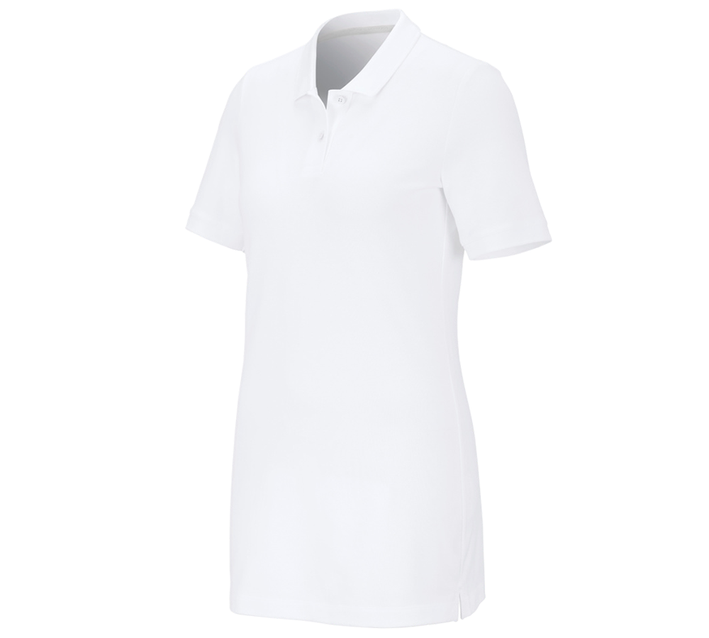Thèmes: e.s. Pique-Polo cotton stretch, femmes, long fit + blanc