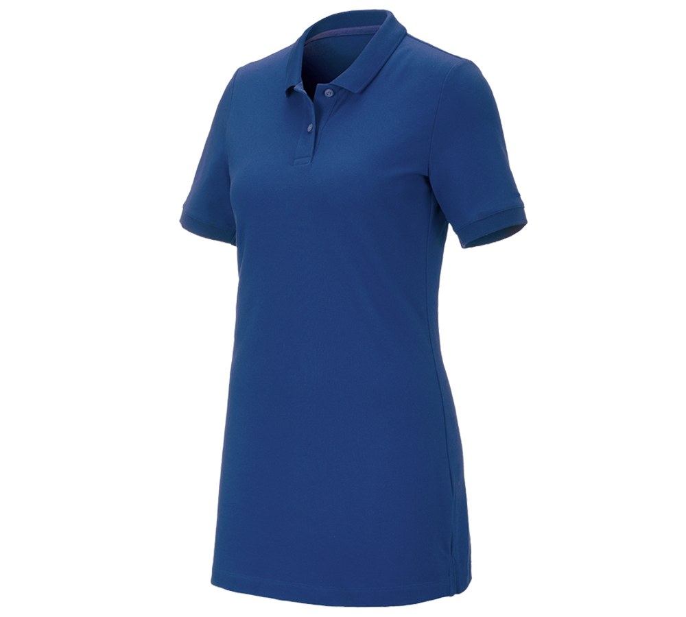 Thèmes: e.s. Pique-Polo cotton stretch, femmes, long fit + bleu alcalin