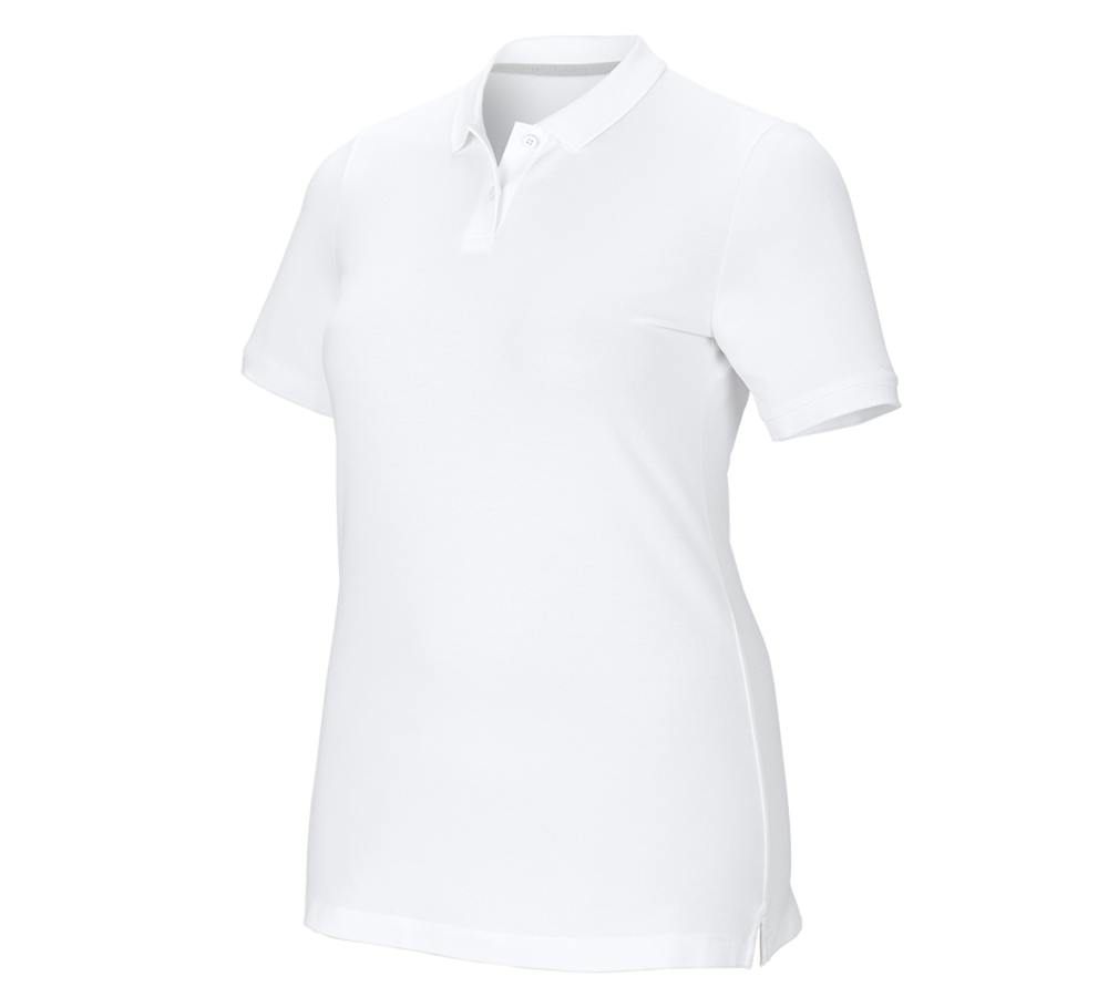 Thèmes: e.s. Pique-Polo cotton stretch, femmes, plus fit + blanc