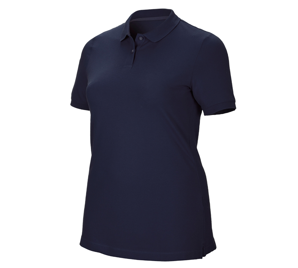 Shirts & Co.: e.s. Piqué-Polo cotton stretch, Damen, plus fit + dunkelblau