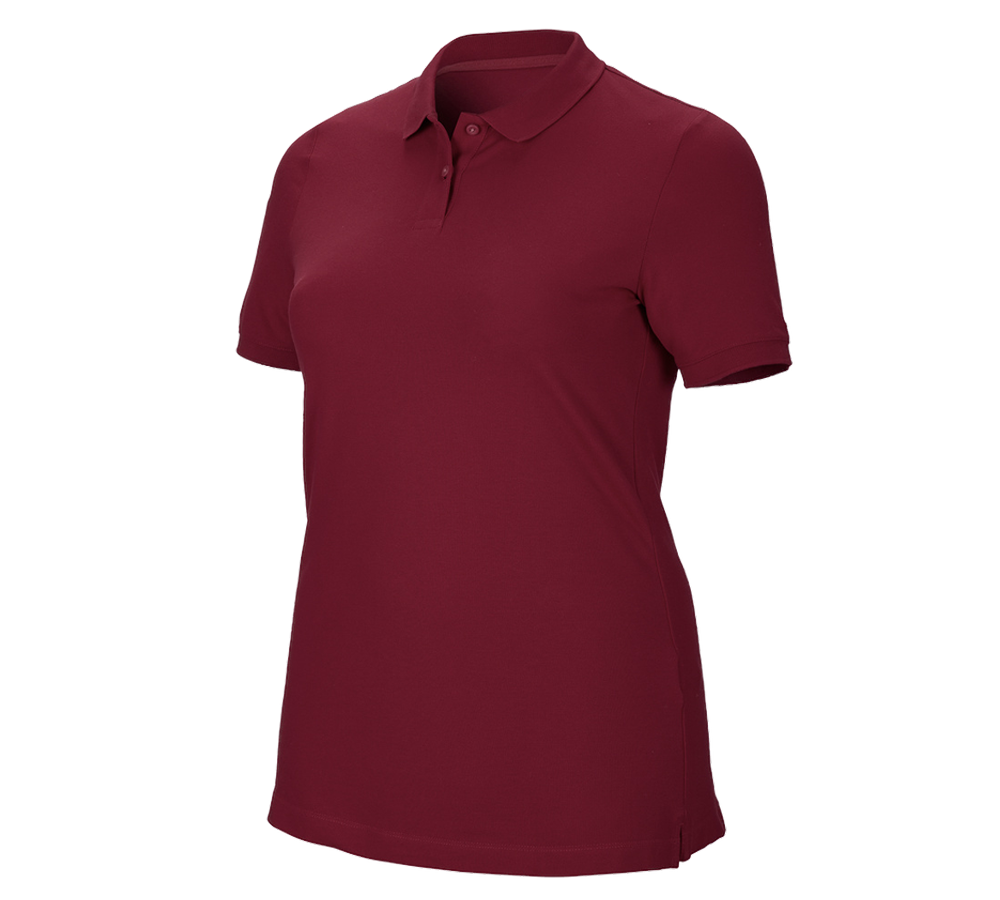 Shirts & Co.: e.s. Piqué-Polo cotton stretch, Damen, plus fit + bordeaux