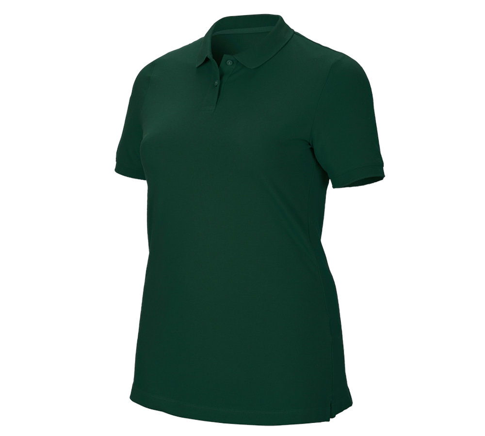Shirts & Co.: e.s. Piqué-Polo cotton stretch, Damen, plus fit + grün