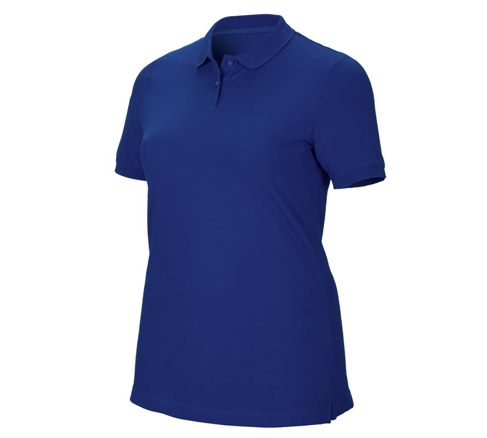 Shirts & Co.: e.s. Piqué-Polo cotton stretch, Damen, plus fit + kornblau