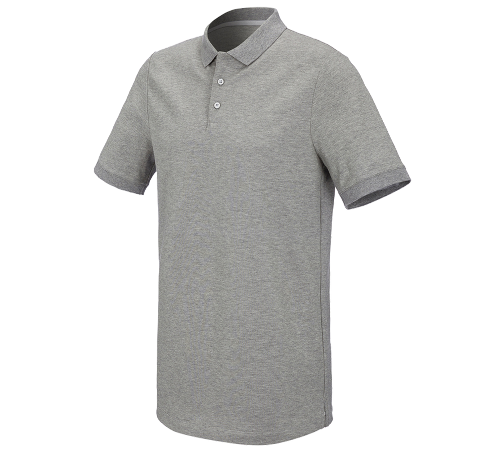 Shirts & Co.: e.s. Piqué-Polo cotton stretch, long fit + graumeliert
