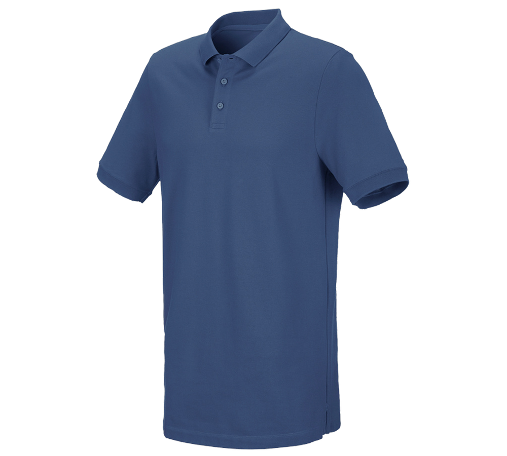 Shirts & Co.: e.s. Piqué-Polo cotton stretch, long fit + kobalt
