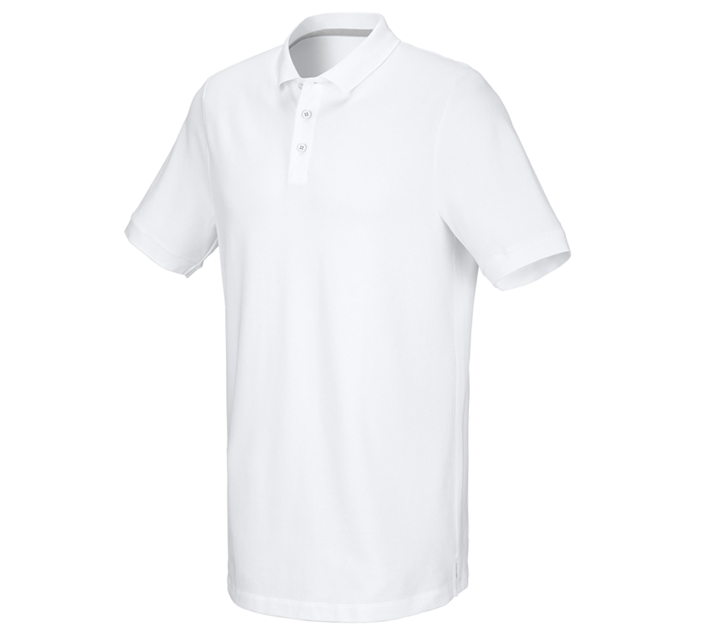 Thèmes: e.s. Piqué-Polo cotton stretch, long fit + blanc