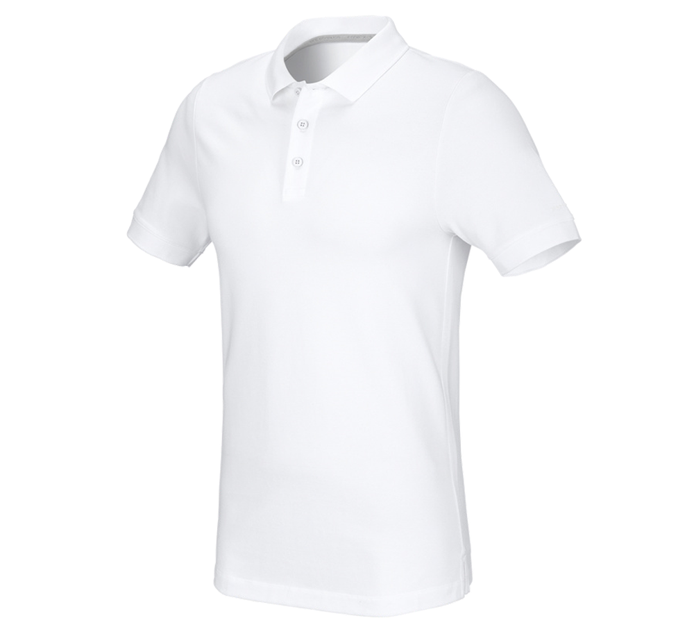 Thèmes: e.s. Pique-Polo cotton stretch, slim fit + blanc