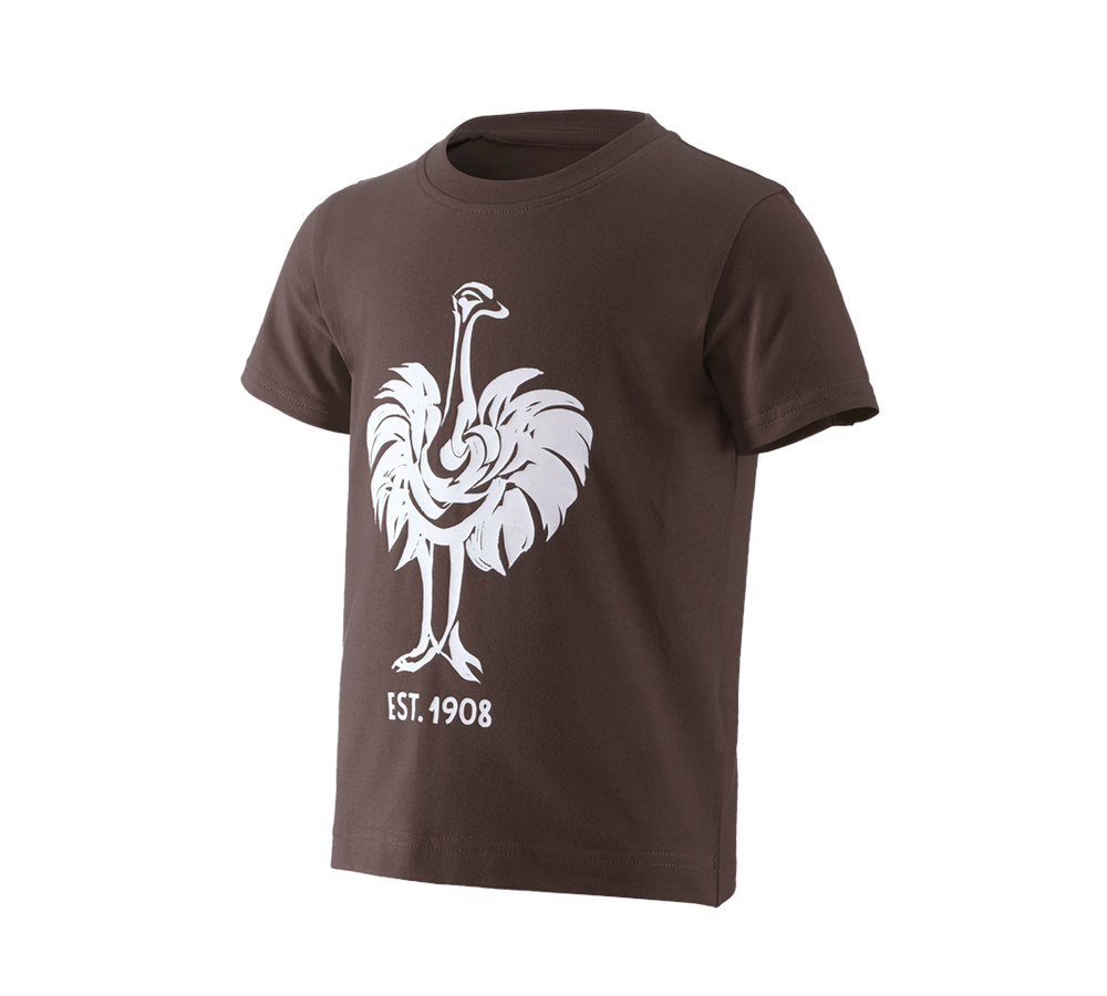 Hauts: e.s. T-Shirt 1908, enfants + marron/blanc