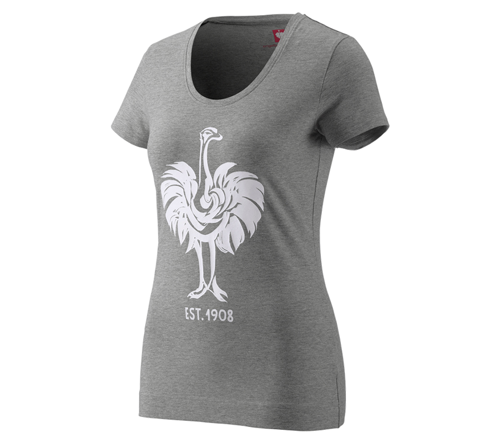 Hauts: e.s. T-Shirt 1908, femmes + gris mélange/blanc
