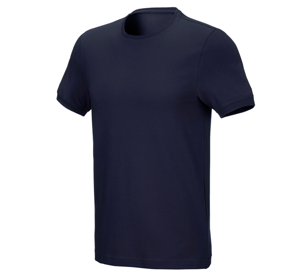 Hauts: e.s. T-Shirt cotton stretch, slim fit + bleu foncé