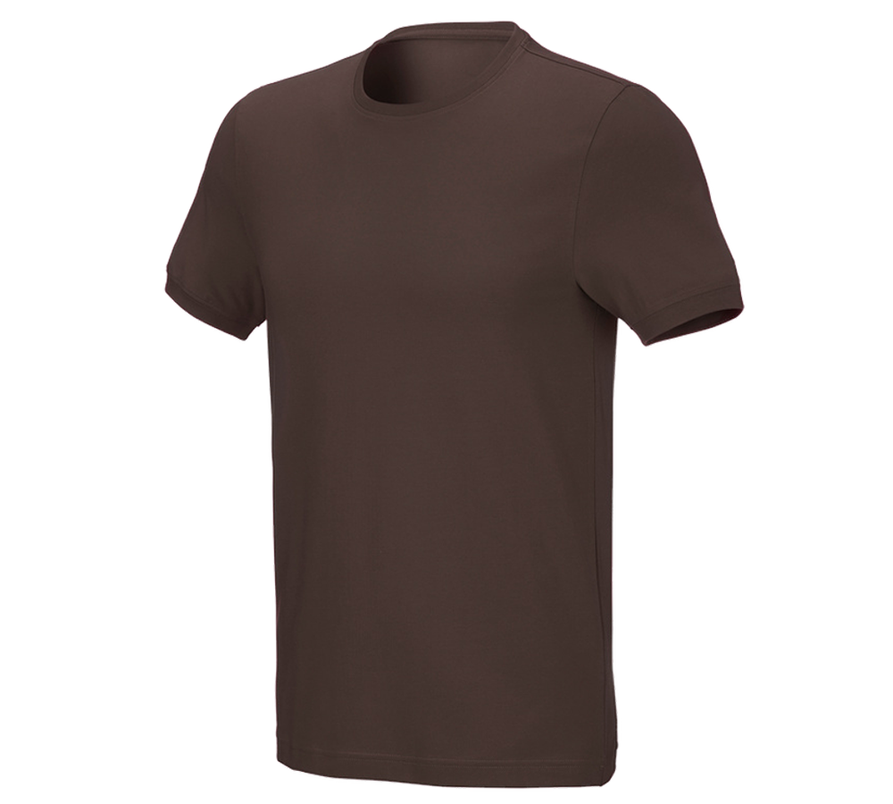 Hauts: e.s. T-Shirt cotton stretch, slim fit + marron