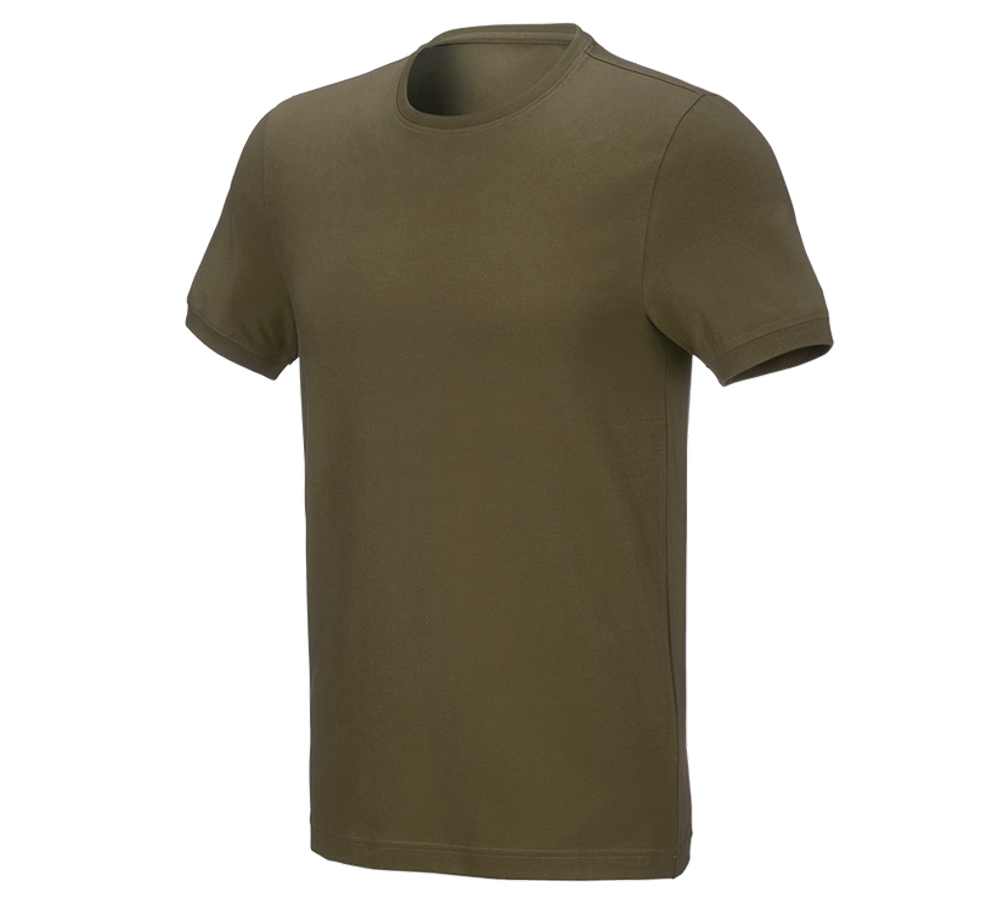 Themen: e.s. T-Shirt cotton stretch, slim fit + schlammgrün