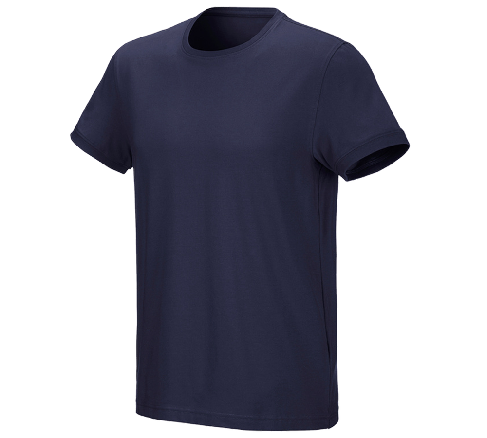 Hauts: e.s. T-Shirt cotton stretch + bleu foncé