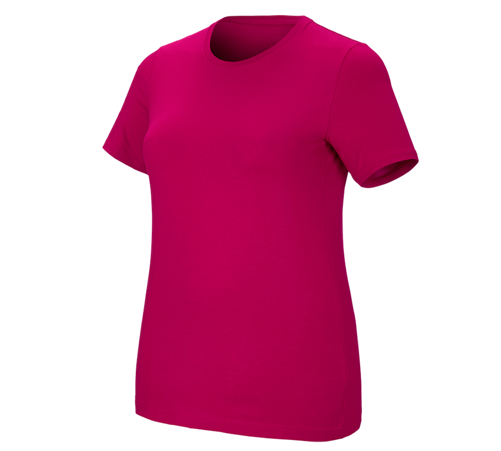 Hauts: e.s. T-Shirt cotton stretch, femmes, plus fit + magenta