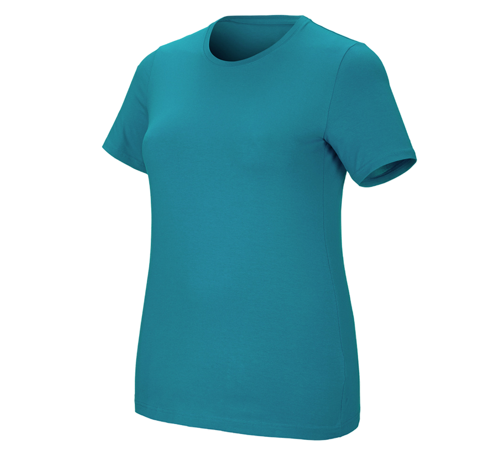 Hauts: e.s. T-Shirt cotton stretch, femmes, plus fit + océan