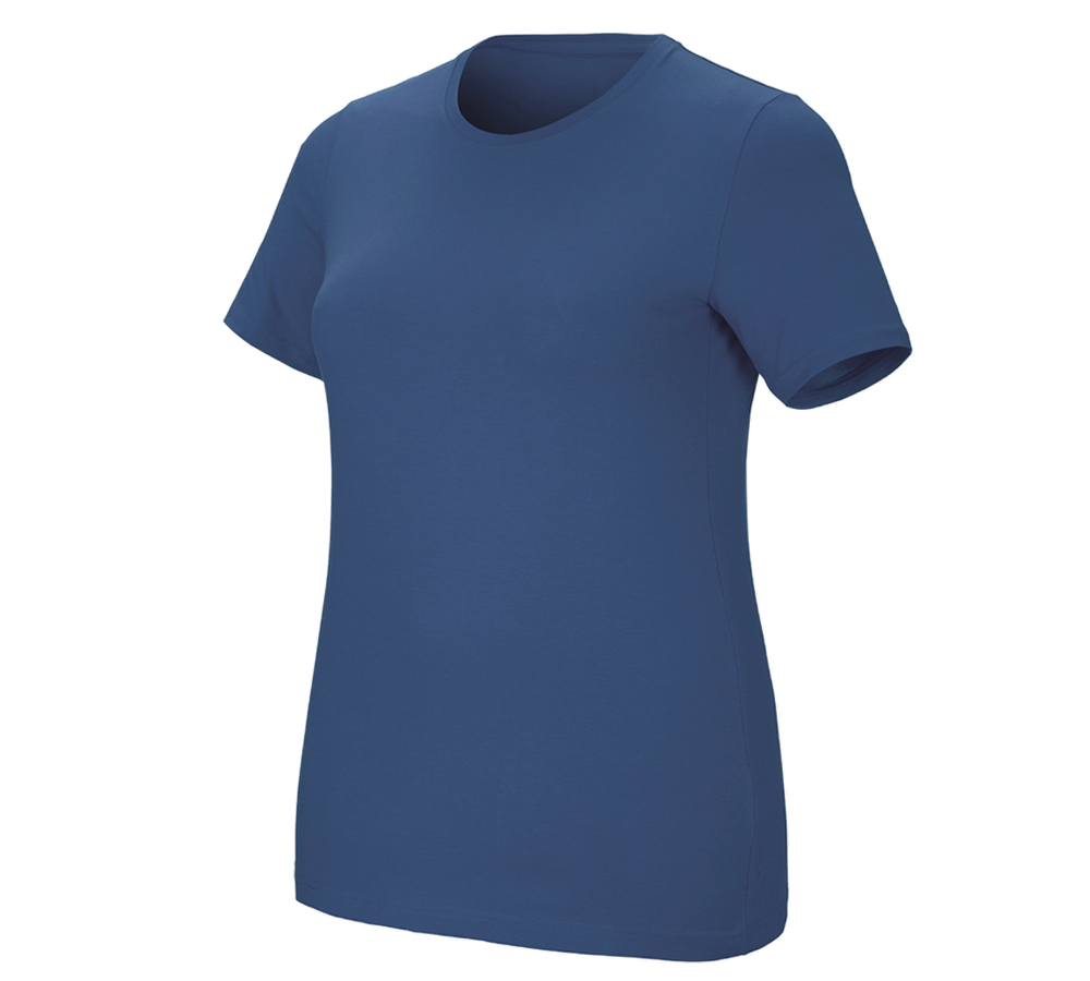 Shirts & Co.: e.s. T-Shirt cotton stretch, Damen, plus fit + kobalt
