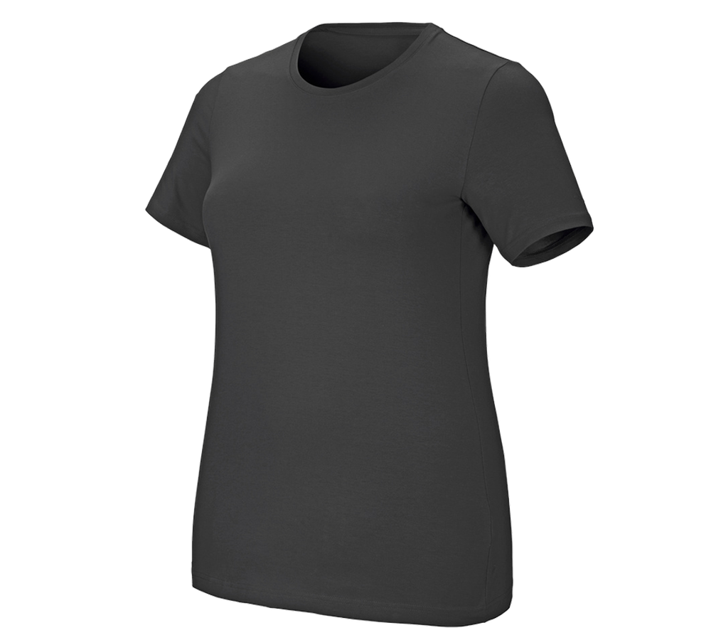 Hauts: e.s. T-Shirt cotton stretch, femmes, plus fit + anthracite