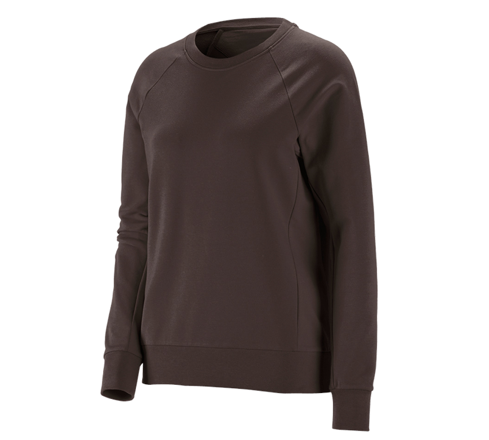 Hauts: e.s. Sweatshirt cotton stretch, femmes + marron
