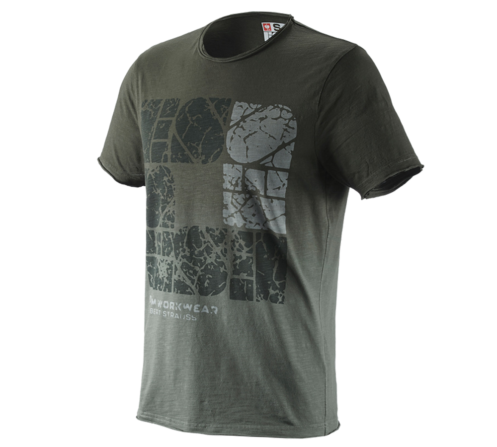 Hauts: e.s. T-Shirt denim workwear + vert camouflage vintage