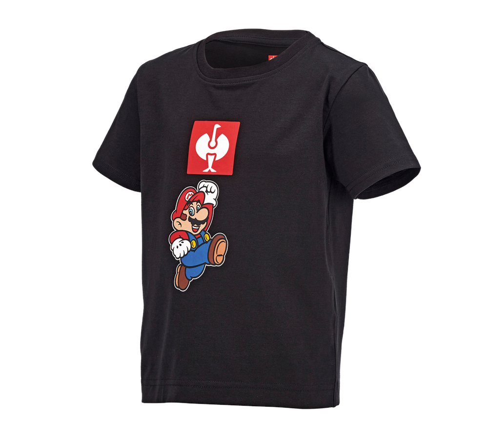 Shirts & Co.: Super Mario T-Shirt, Kinder + schwarz