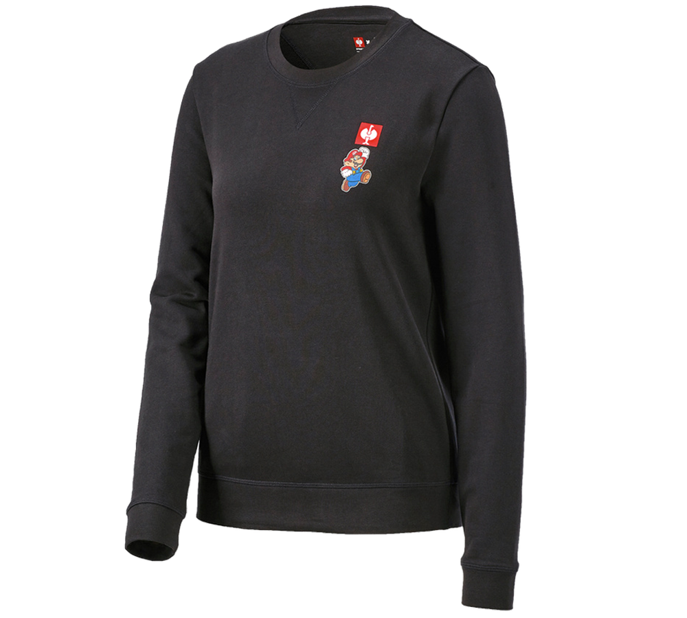 Shirts & Co.: Super Mario Sweatshirt, Damen + schwarz