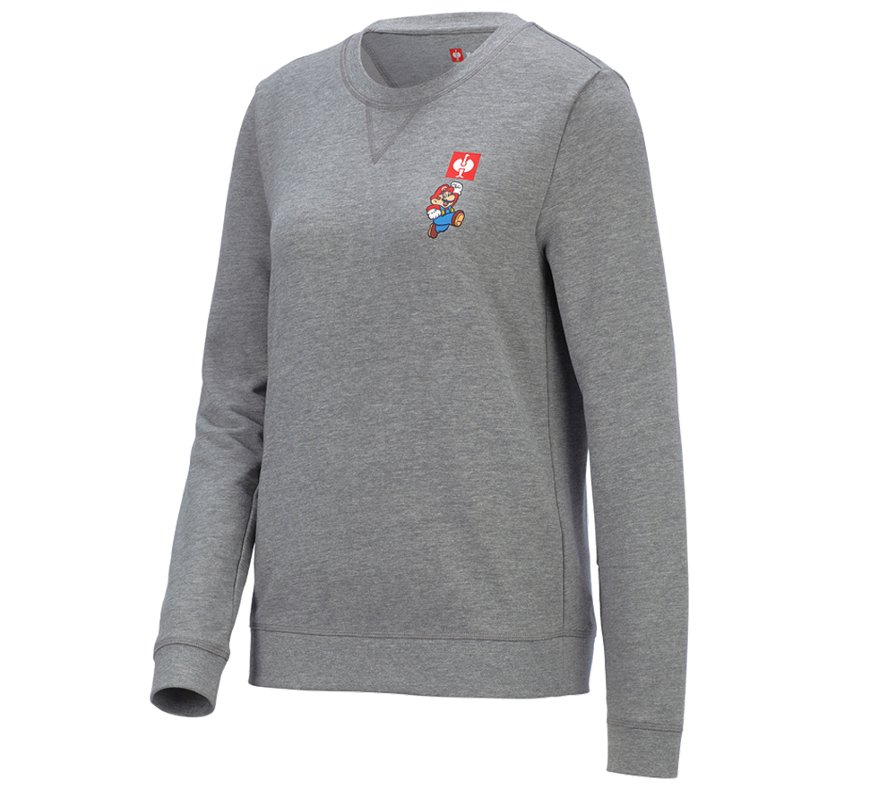 Shirts & Co.: Super Mario Sweatshirt, Damen + graumeliert