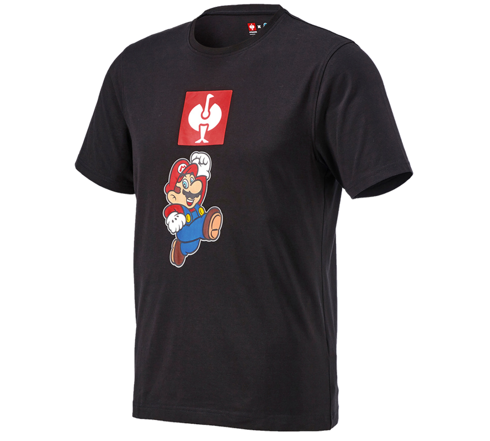 Hauts: Super Mario T-Shirt, hommes + noir