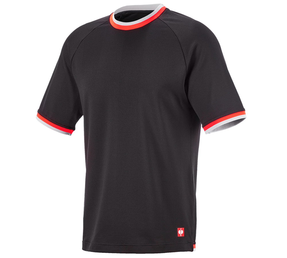 Hauts: T-shirt fonctionnel e.s.ambition + noir/rouge fluo