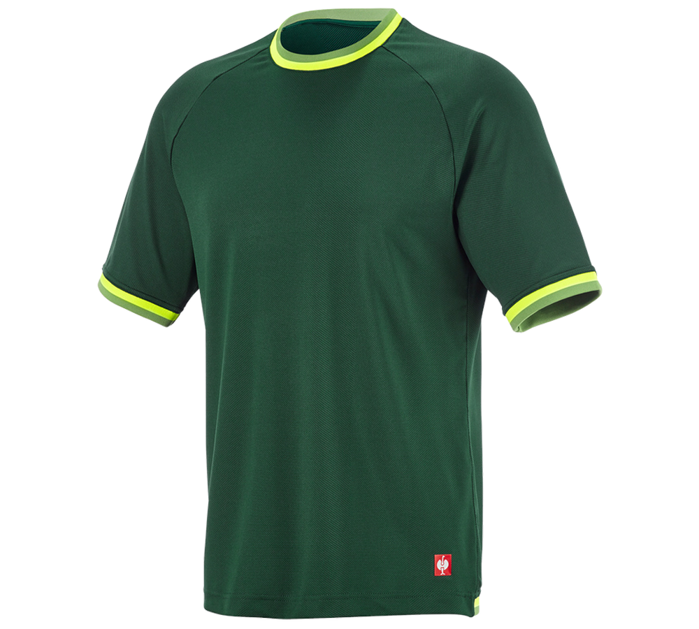 Hauts: T-shirt fonctionnel e.s.ambition + vert/jaune fluo