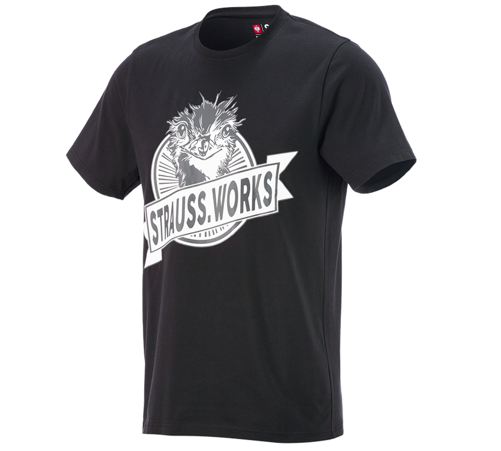 Shirts & Co.: e.s. T-Shirt strauss works + schwarz/weiß