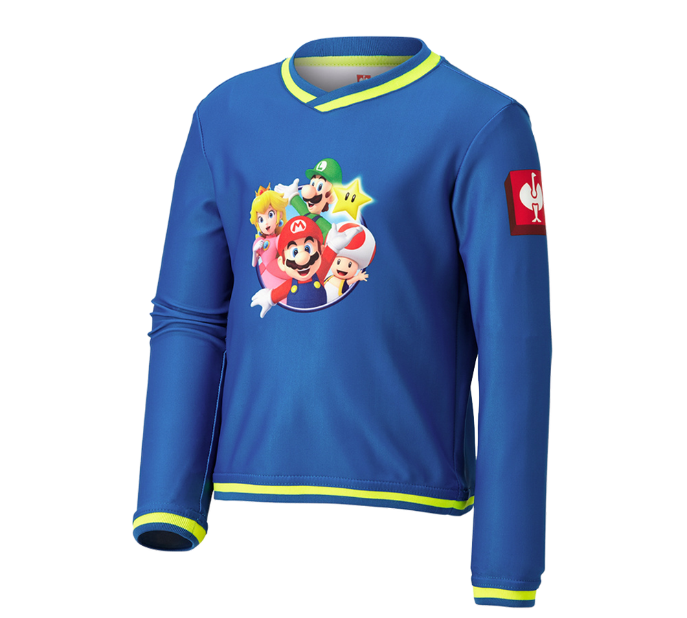 Kollaborationen: Super Mario Funktions Longsleeve, Kinder + enzianblau