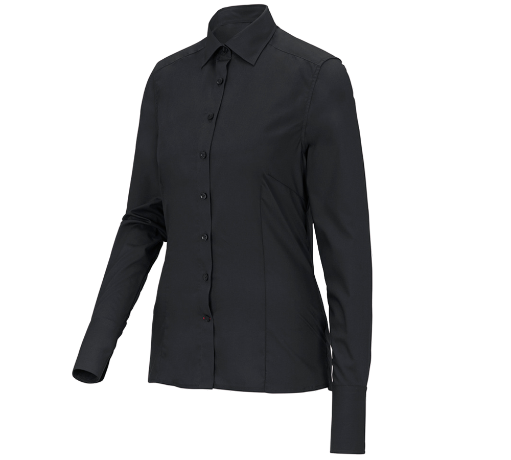 Shirts & Co.: Business Bluse e.s.comfort, langarm + schwarz