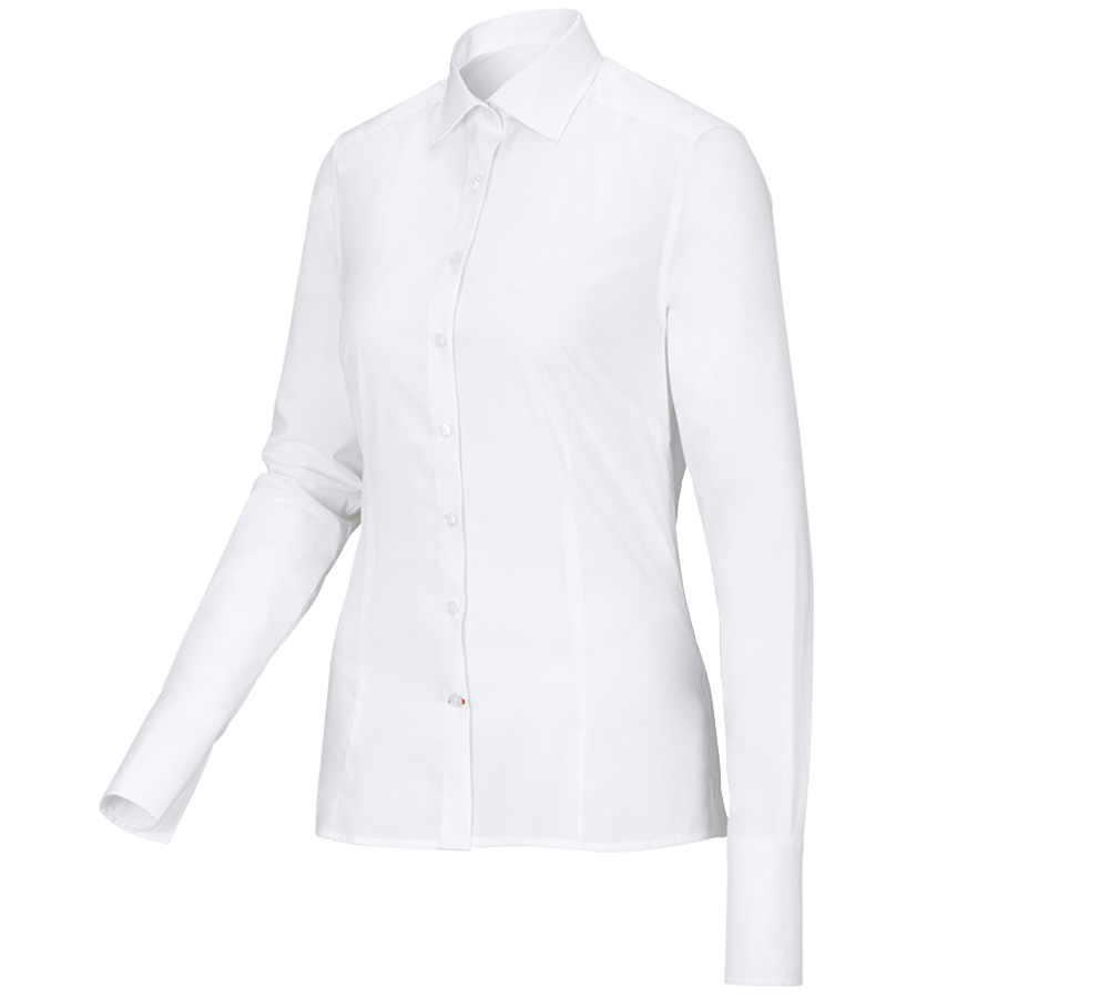Shirts & Co.: Business Bluse e.s.comfort, langarm + weiß