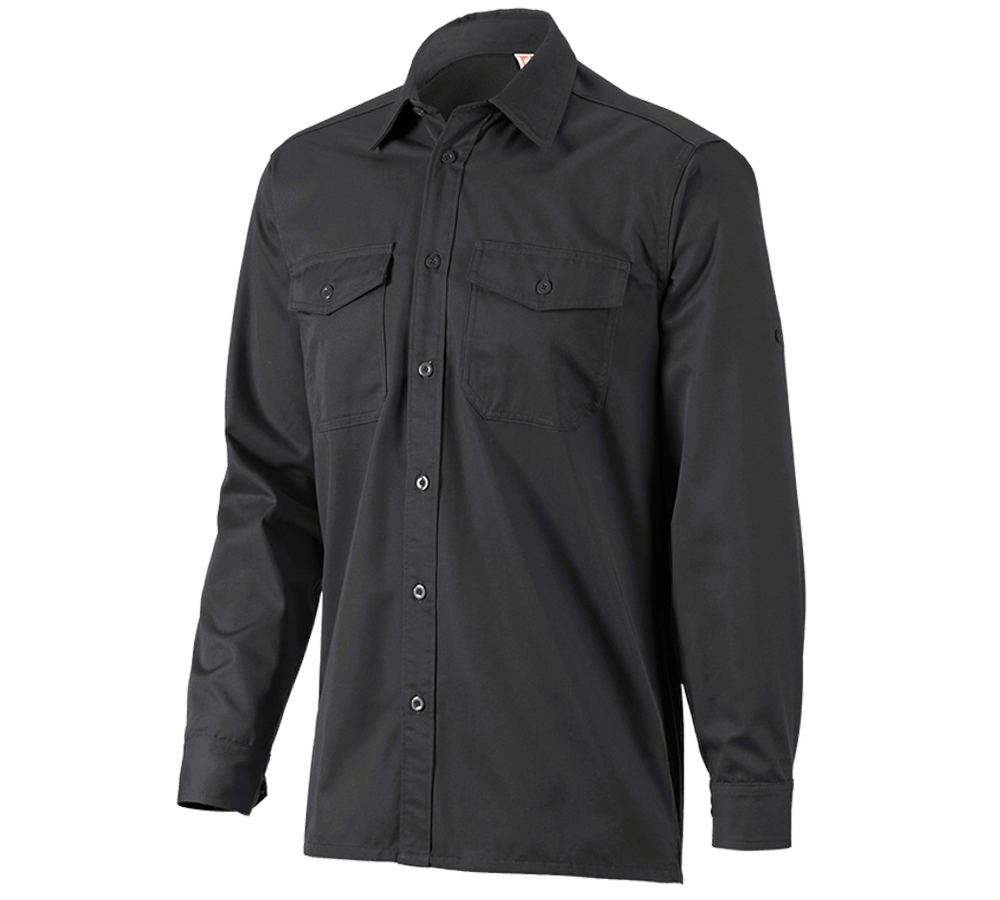 Shirts & Co.: Arbeitshemd e.s.classic, langarm + schwarz