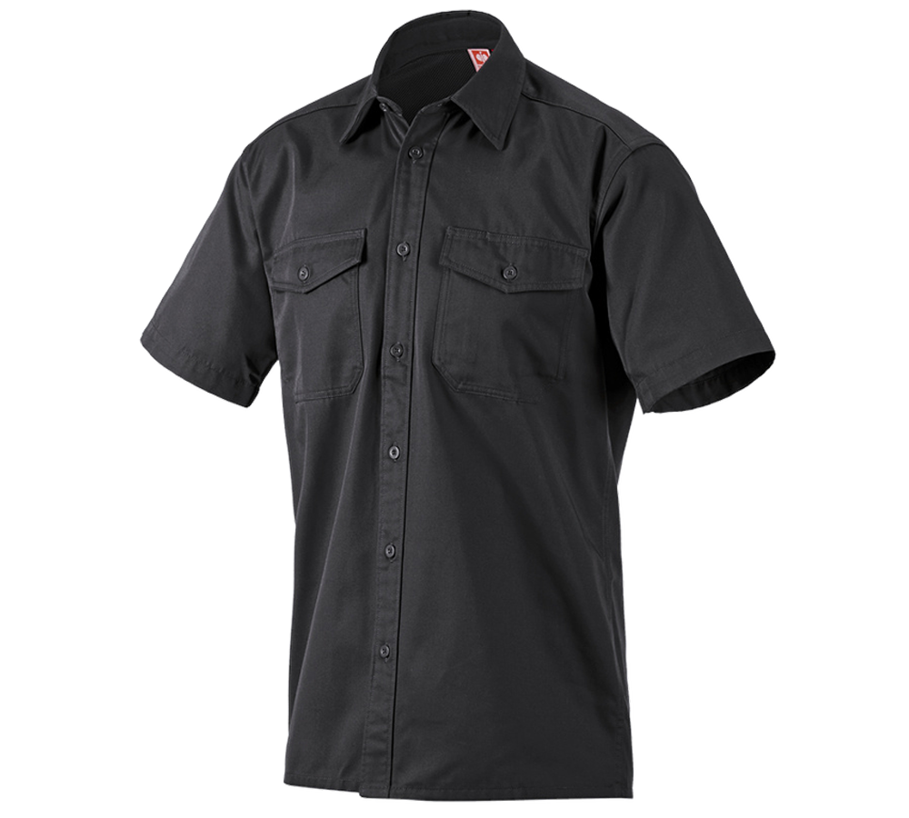 Shirts & Co.: Arbeitshemd e.s.classic, kurzarm + schwarz