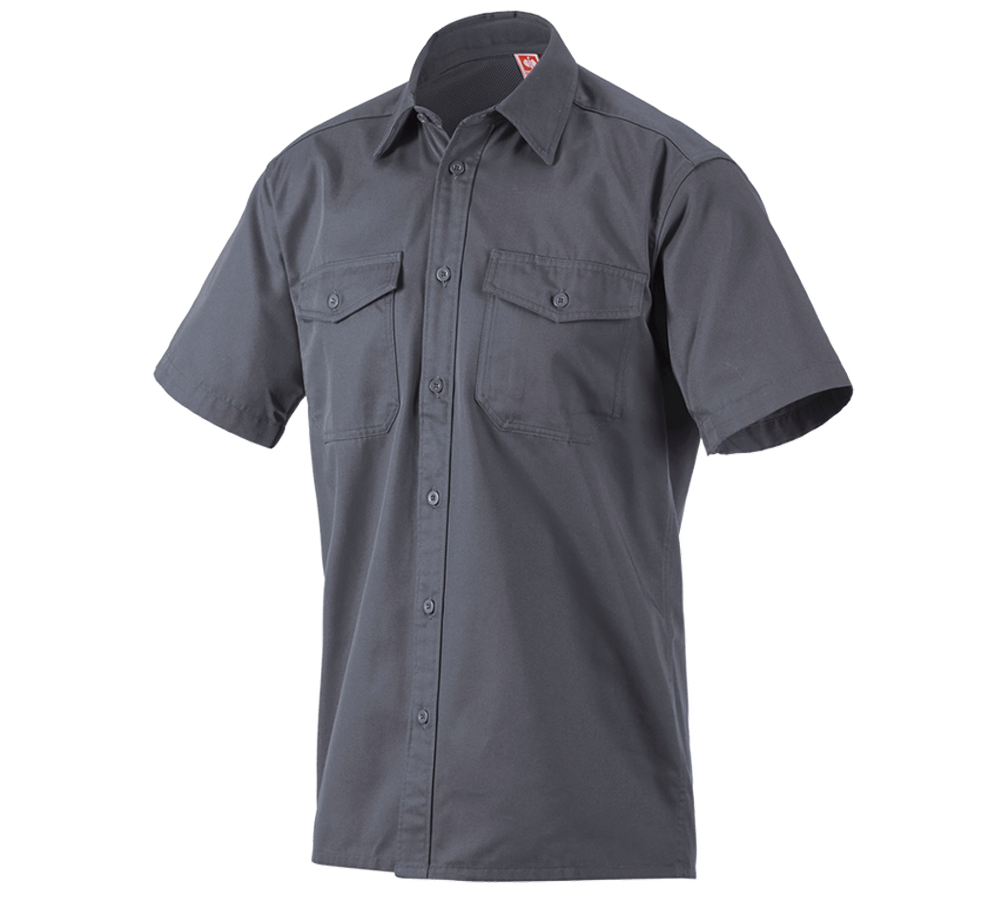Shirts & Co.: Arbeitshemd e.s.classic, kurzarm + grau