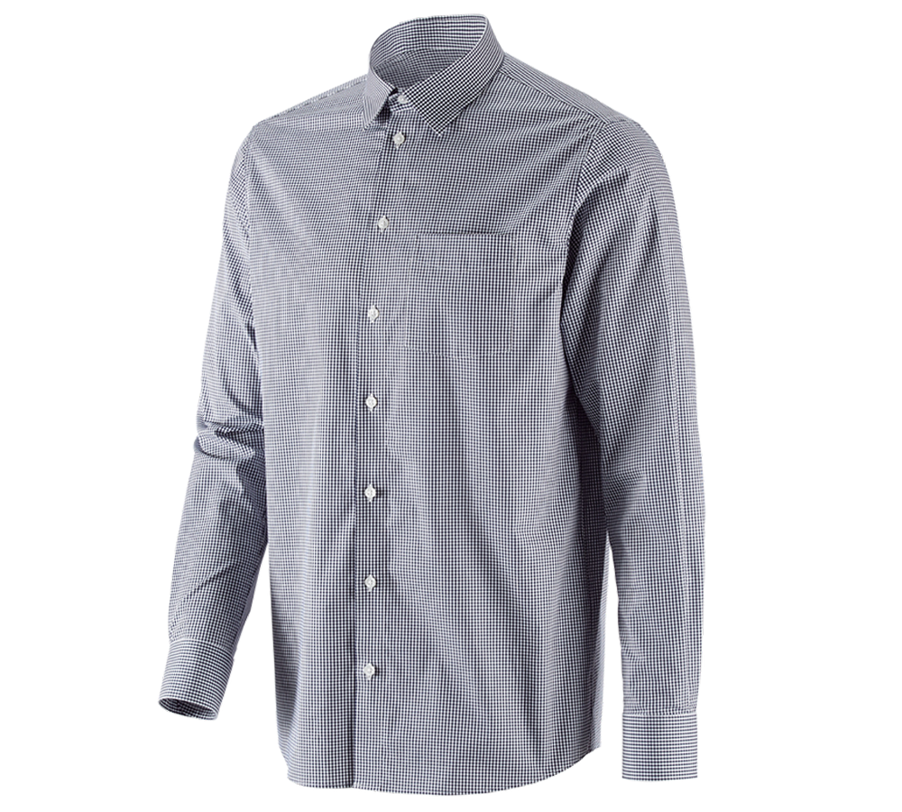 Thèmes: e.s. Chemise de travail cotton stretch comfort fit + bleu foncé à carreaux