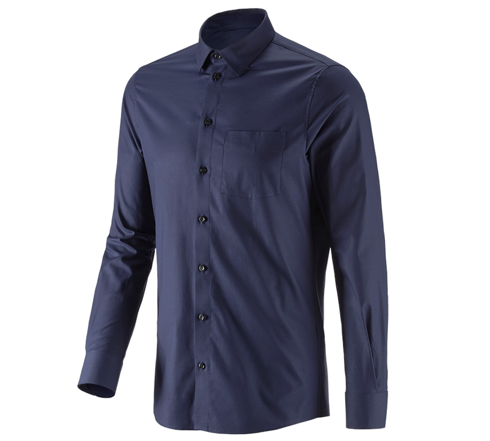 Themen: e.s. Business Hemd cotton stretch, slim fit + dunkelblau