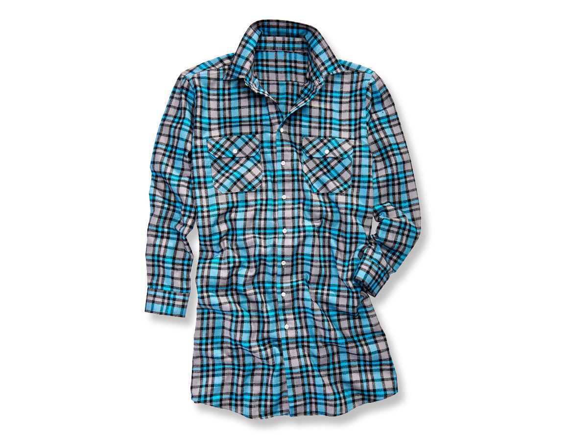 Shirts & Co.: Baumwoll-Hemd Bergen, extra lang + zement/dunkles petrol/graphit