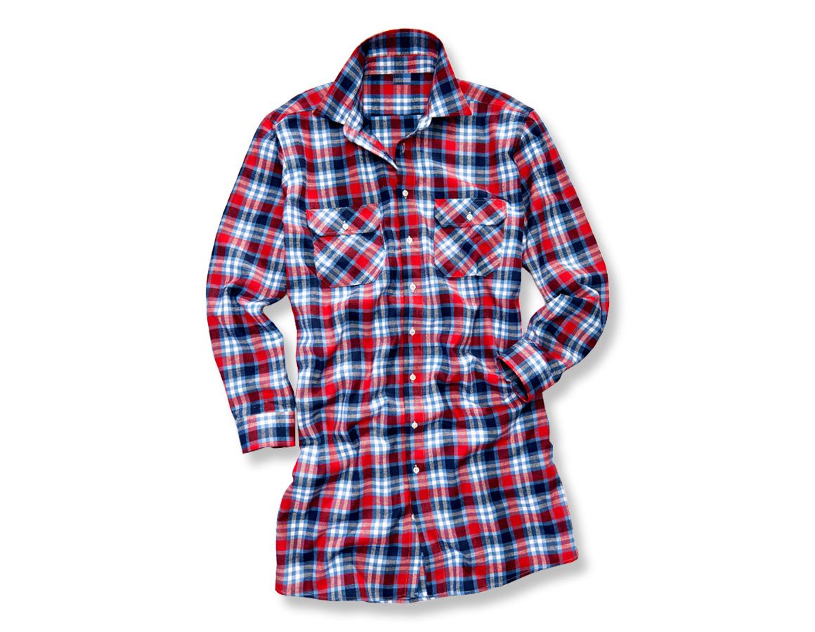 Shirts & Co.: Baumwoll-Hemd Bergen, extra lang + rot/dunkelblau/kobalt