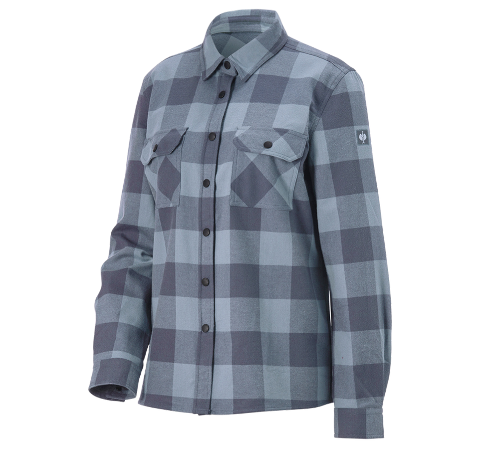 Shirts & Co.: Karohemd e.s.iconic, Damen + nelkenblau/oxidblau