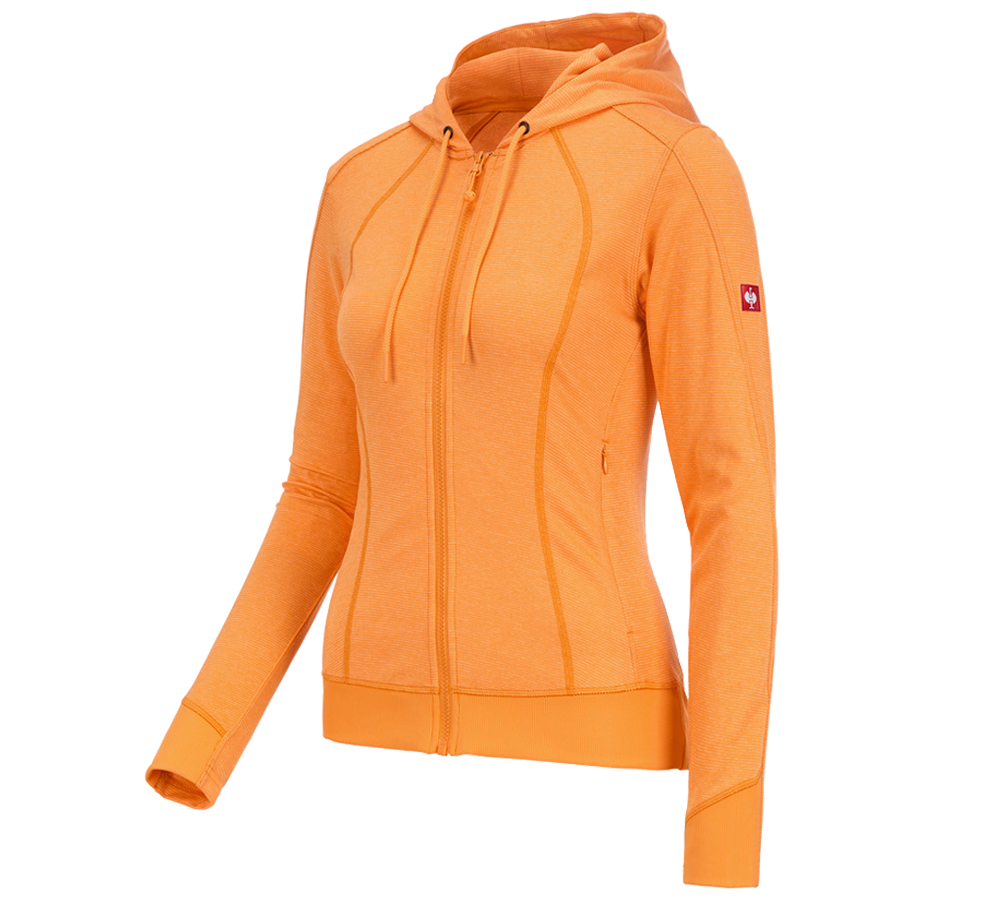 Vestes de travail: e.s. Veste à capuche fonctionnel stripe, femmes + orange clair